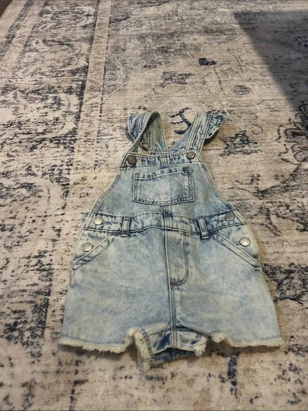 GAP Light Blue Denim Shortalls with Frayed Hem